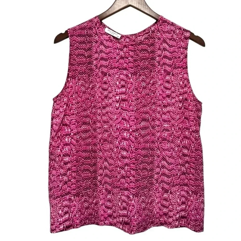 Equipment Silk Sleeveless Blouse Back Button details Pink Print Women’s Size M